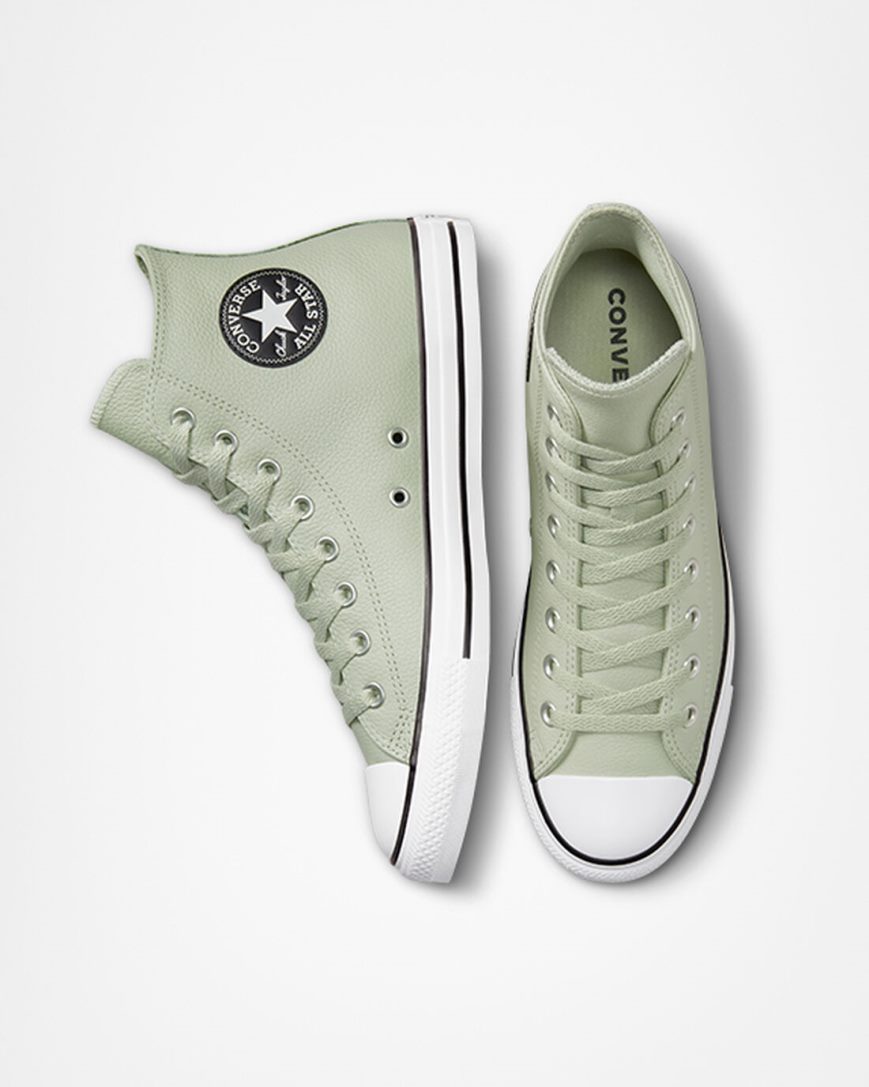 Pánské Boty Vysoké Converse Chuck Taylor All Star Læder Olivy Zelené | CZ SOXL78